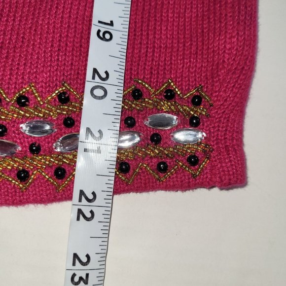 Cervelle Sweater Women L Vintage Beaded Embroidered Cardigan Removable Pads Pink - Picture 9 of 11